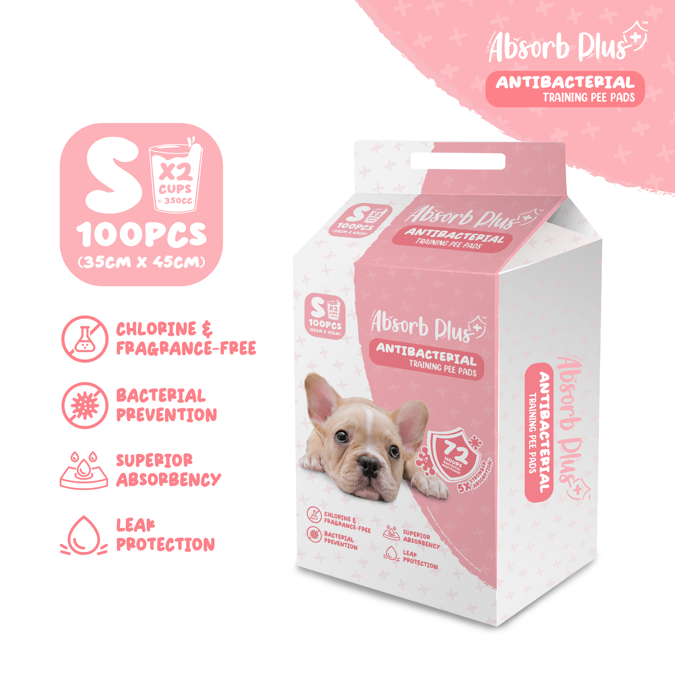 Absorb Plus Antibacterial Pet Sheets (100pcs) 35cm x 45cm