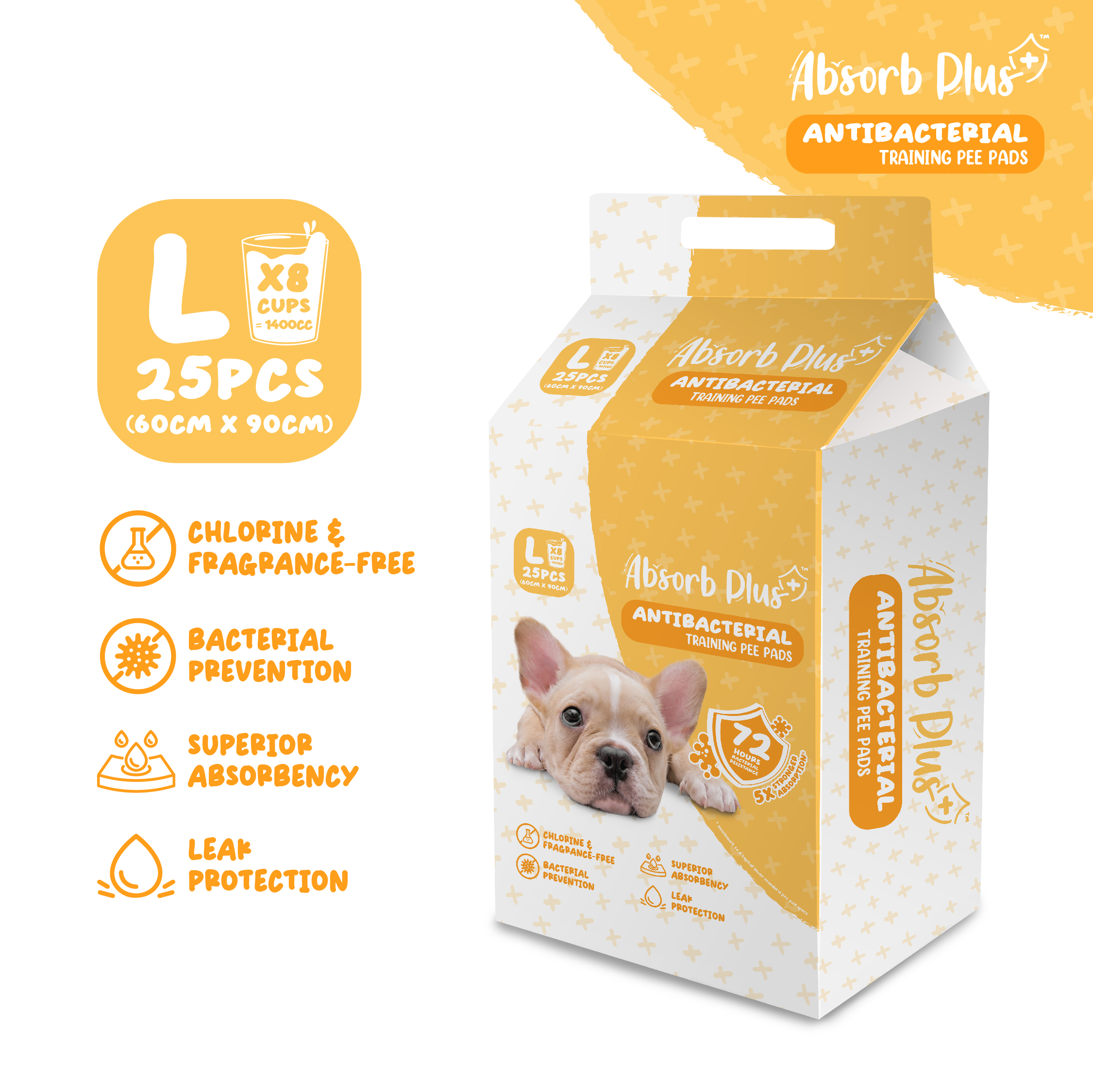 Absorb Plus Antibacterial Pet Sheets (25pcs) 60cm x 90cm